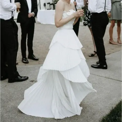 AMUR Ophelia Pleated Taffeta Maxi Skirt White Womens Size 8