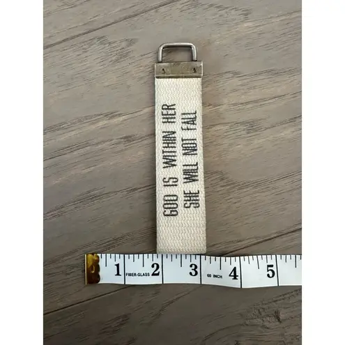 Religious Keychain God is Within Her Beige Black