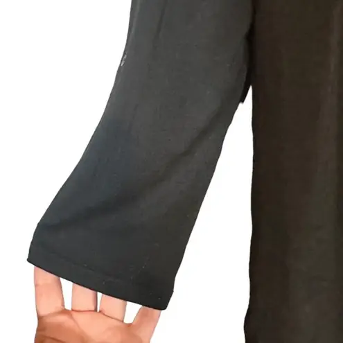 Meadow Rue Black Long Sleeve Layered Ruffled Front Tie Neck Blouse Women Sz S