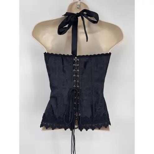 Fredricks of Hollywood Victorian Whimsigoth Corset Womens 36 Black Floral Lace