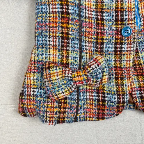 Y2K Women's Tweed Wool Coat Small Multicolor Italian Made Verde & Mela Vintage Blue