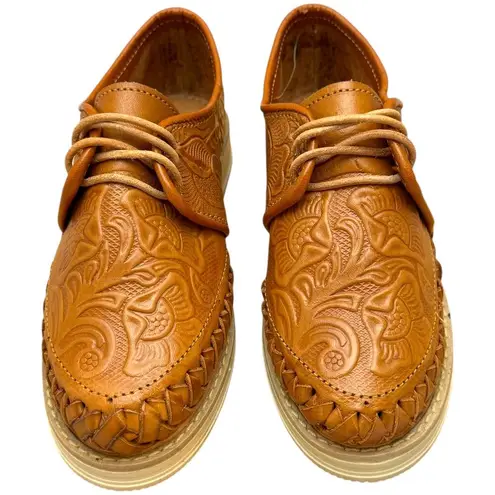 Artesanias Rauger Tooled Made in Mexico Leather Shoes Brown 6