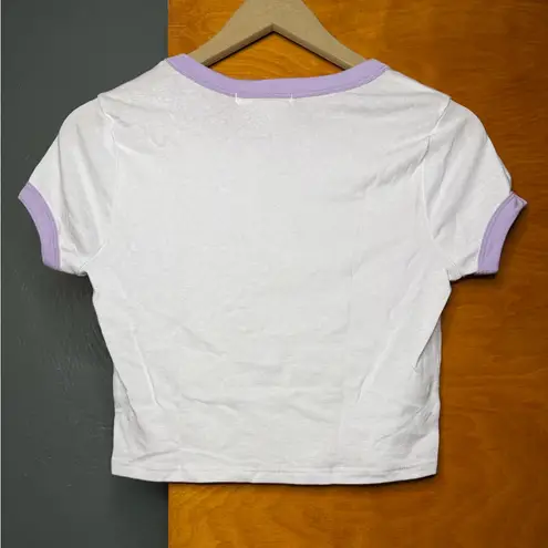 NIKXIE Los Angeles Ringer Tee – Sun & Moon Tarot Crop Graphic – Size M White Size M