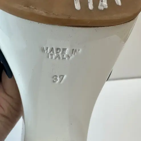 Giuseppe Zanotti Platform Clogs Studded Slide Sandals Heels Blue White Women 37