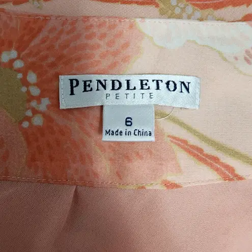Pendleton peach floral silk skirt size 6p