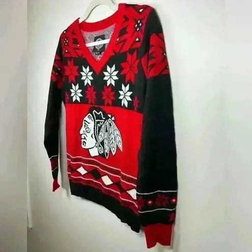 Chicago Blackhawks Holiday Sweater NHL Officially Licensed Women’s Size Medium Red