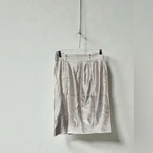 Akris Metallic Sliver A-Line Pencil Silk Skirt