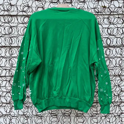 Vintage 90s Nutcracker Santa Scene Green Ugly Christmas Sweatshirt Size M