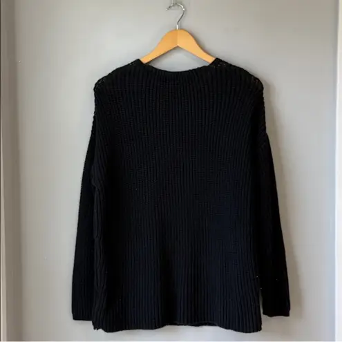 Jenni Kayne  V Neck Cotton Cabin Sweater Black