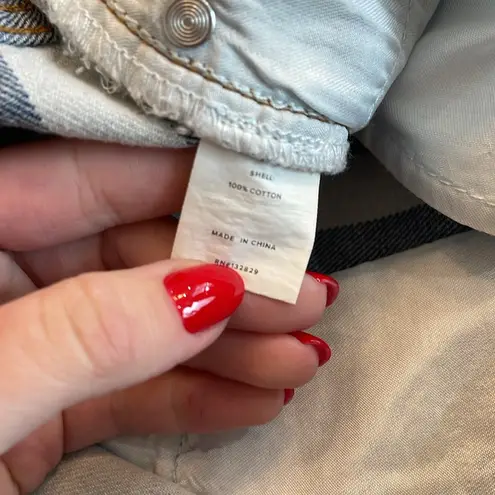 superdown  Blue and White Striped High Rise Denim Shorts