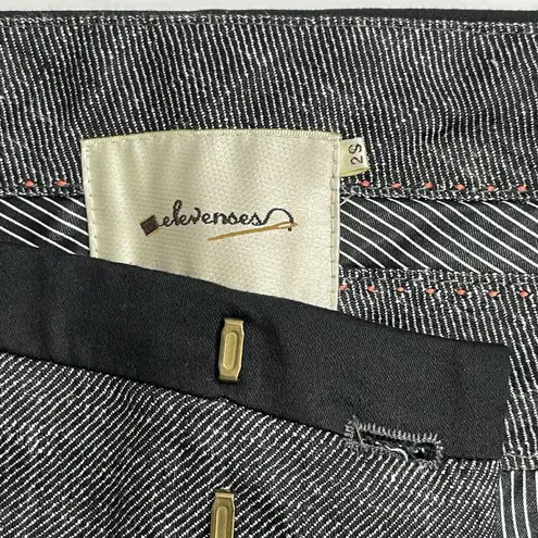 Elevenses NEW Womens Trousers Wide Leg 100% Linen Pants Cuffed Hem Black Sz 2S