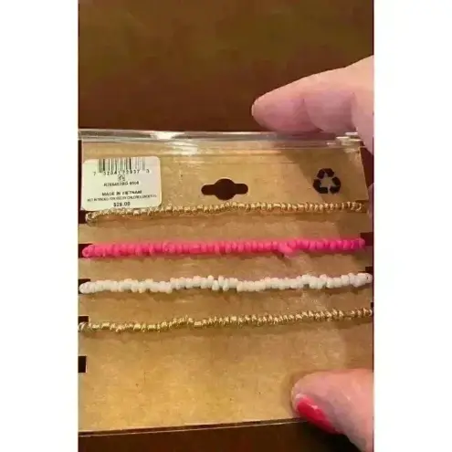 Rachel‎ Roy set of four stretch beaded bracelets Pink