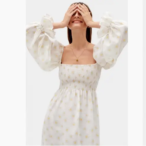 Sleeper Atlanta 100% Linen Off Shoulder Dress in Daisies