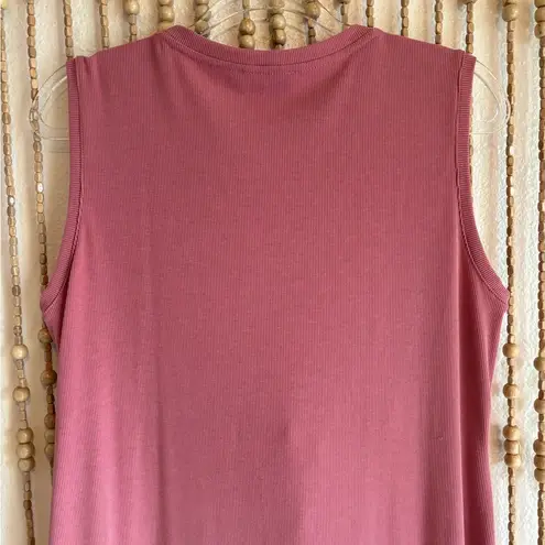 Angel Maternity Mauve Ribbed Stretchy Comfortable Waist Tie Short Sleeve Dress Pink Size XL