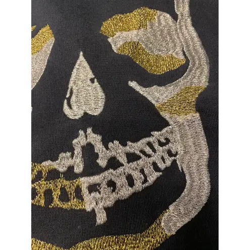 ZADIG&VOLTAIRE Skull Black Sweatshirt Gold Embellishment Raglan Sleeve Size S