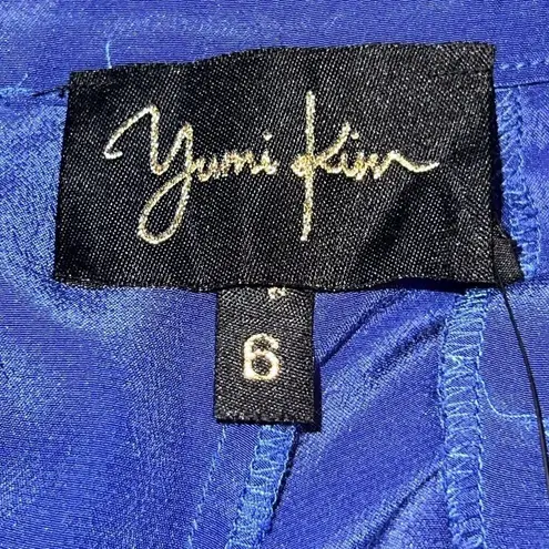 Yumi Kim Silk Royal Blue Pants Trousers Straight Leg Women Size 6 Pleated Dress