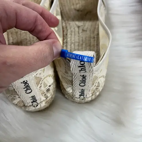 Chloé Chloe Woody espadrille flat shoes in lace and beige/cream color size 8 (38)