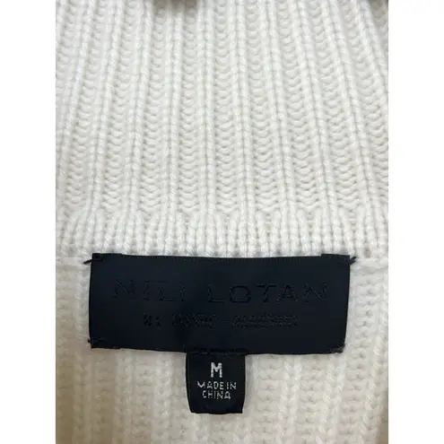 Nili Lotan Deryl Cashmere Cardigan Sweater M Ribbed Raglan Sleeve Oversized Boxy Gold Size M