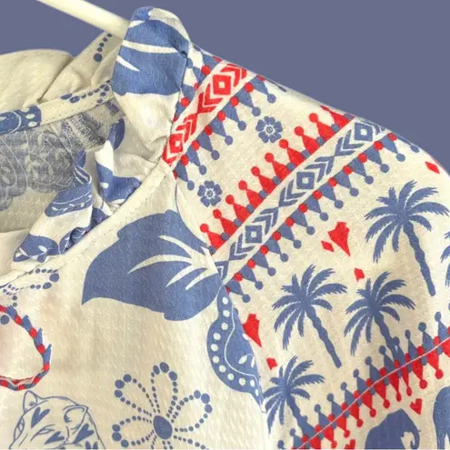Like New Anthropologie Emily Lovelock Emma Top Medium Floral Elephant Palm Tree