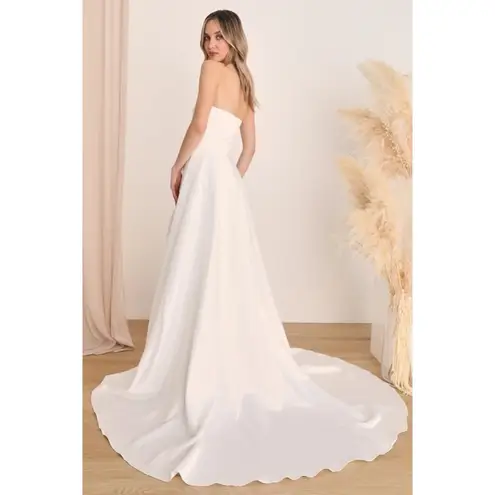 Lulus  Lifetime of Love White Satin Strapless A-Line Gown Bridal Dress Bride 6