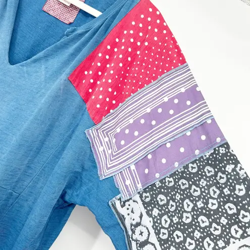 Free People  We The Free Womens Lagenlook Boho Patchwork‎ Shibuya Blouse Size S