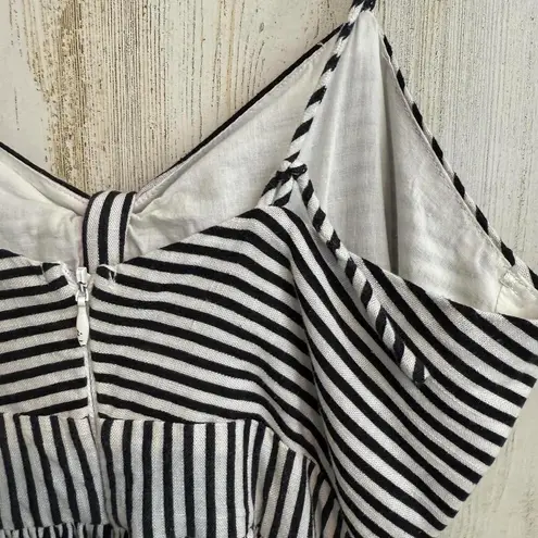 *Zara Basic Women's Small Black White Dress Linen Summer Beach Flowy Feminine