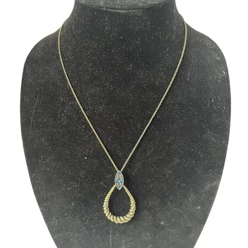 None Medieval Fantasy Egyptian Teardrop Rope Pendant Necklace Blue Stones Extender