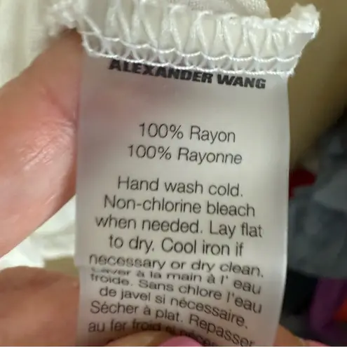 Alexander Wang Womens Classic Vneck White Tee Pocket Oversized XS Stretch