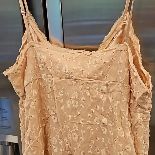💕GOLD HAWK💕 100% Silk Camisole ~ Light Pink with Embroidered Flowers Medium