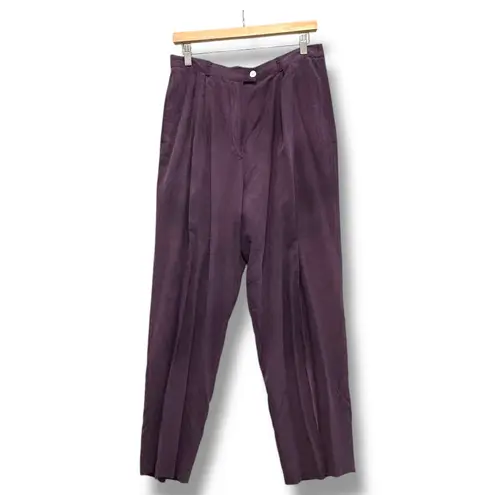 Rafaella Vtg 90s 100% Silk Purple Shirt & Pants Set Sz 10/12 Minimalist Classic