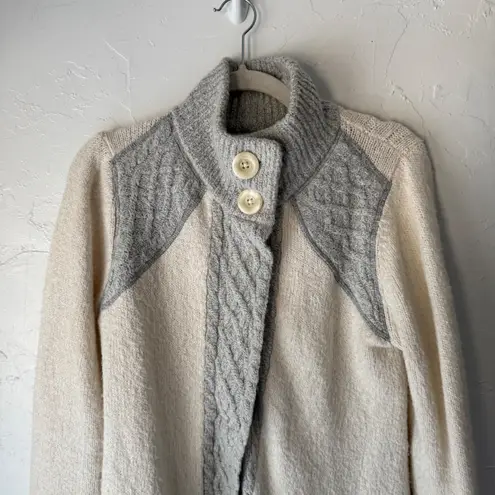 prAna Womens Cream Gray Knit Sweater Coat Cardigan M Angelic Duster Cozy