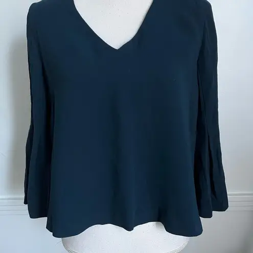 Club Monaco • Navy Blue Pleated Bell Sleeve Top Blouse
