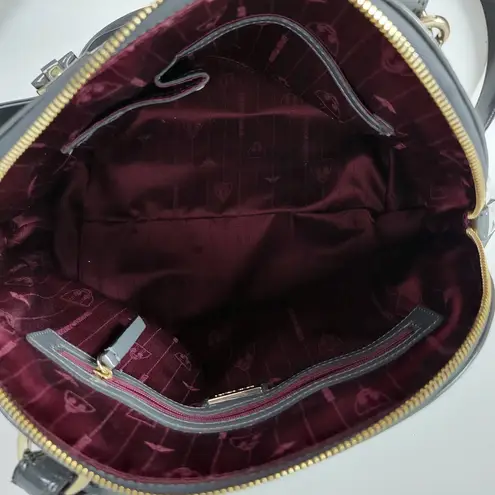 Emporio Armani Womens Tote Satchel Crossbody Bag Gray Patent Leather Handbag Bow