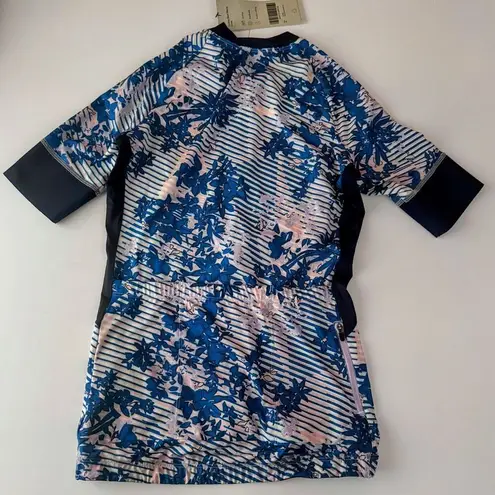 Sweaty Betty Size XS  Cycling Jersey Women's Blue Floral Short Sleeve Biking Kit