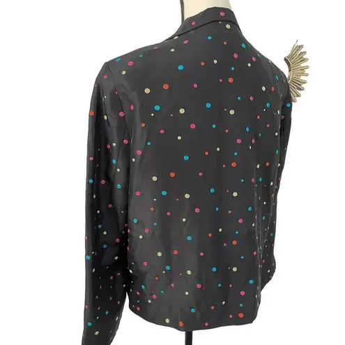 Vintage Silkland Polka Dot Work Blazer Coat Women Size Small Rainbow Dot Jacket Black