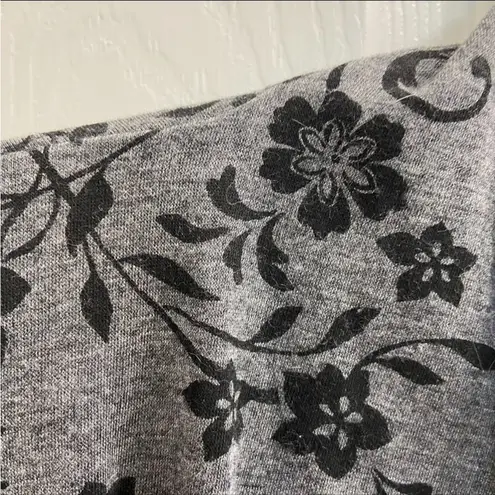 Vintage Brittany Black Gray Floral Open Front Waterfall Shrug Sweater Wrap 90s