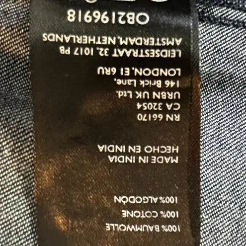 Free People  Retro 90s Soraya Dark Denim Drop Waist Midi Jumper Dress Size XL