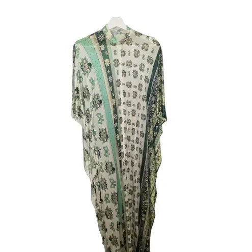 Vintage 60s 70s Miss Bernie’s Kaftan Sage Green Floral Bow print grandmacore Size undefined