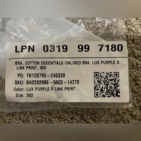 NWT Savage X Fenty Women’s Cotton Essentials Unlined Bra | Size: 36D Purple Size undefined