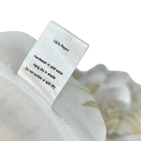 Tiare Hawaii Maxi Dress Kimono Sleeve Palm Print White Beige One Size