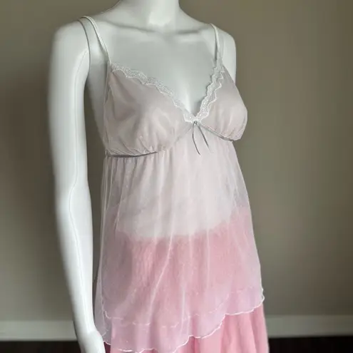 Vintage Lace Slip Top Lingerie With Bow Pink Blush Size L