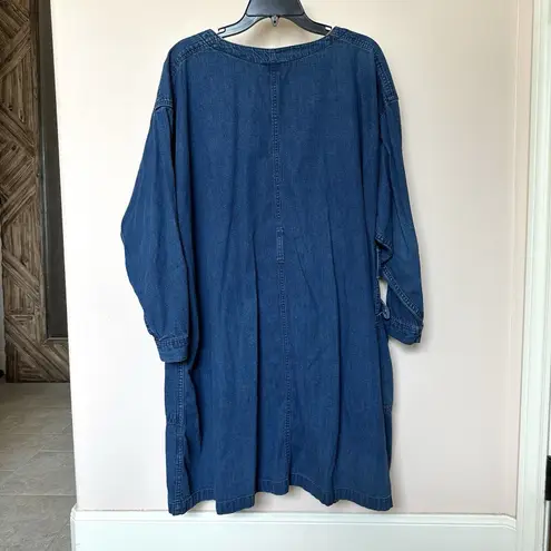 Calvin Klein  Denim Dress Women’s Large Long Sleeve Button Up Vintage Retro Blue