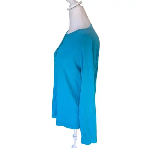 Duluth Trading Co Long Sleeve Cotton Shirt Womens Size Small In Teal Blue