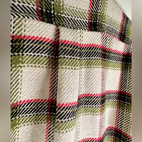 Wild Fable  Pink Green Plaid Oversized Shacket Women’s Jacket Soft Button Front