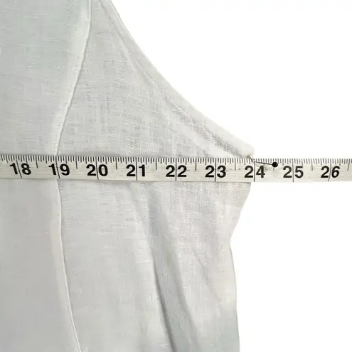 Sigrid Olsen Shirt Womens 1X White Linen Sleeveless V Neck Collared Pockets Top