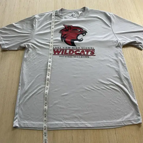 Lake View Wildcats High School Gray Red Black Short Sleeve Cationic Tee Large