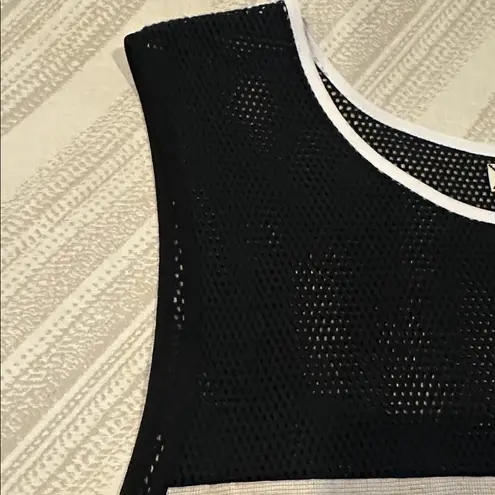 L'Agence  Women’s Black Mesh Top with White Trim and off White Band Size 4 thumbnail 4