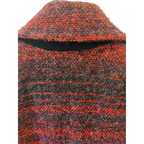 Members Only Belted Waterfall Coat Red Black Wool Blend Asymmetrical Medium GUC