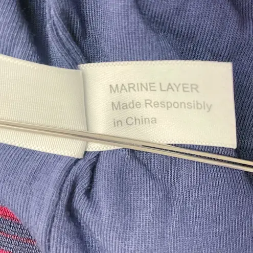 Marine layer Lexi Rib Daytime Midi Tank Dress Cabernet Navy Stripe Size Large
