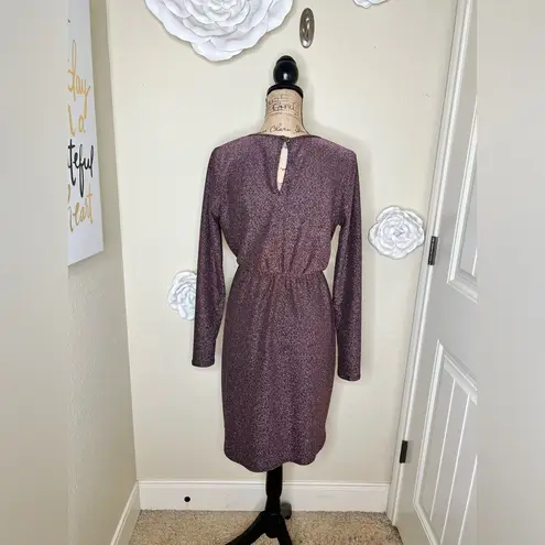 Pinkblush Maternity Metallic Faux Wrap Purple & Black Dress Size Medium